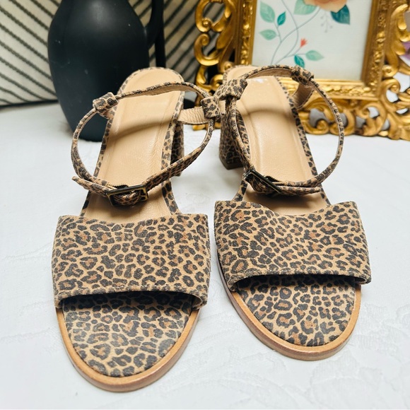 Able Local + Global Block Leopard Print Suede Leather Sandal in Size 9. - Picture 4 of 7